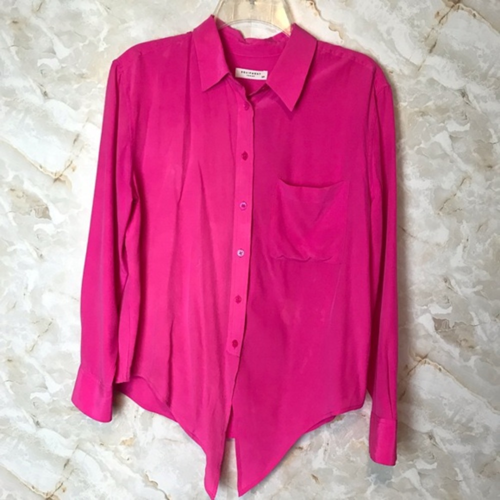 Neon Pink Equipment Tie-Waist Blouse